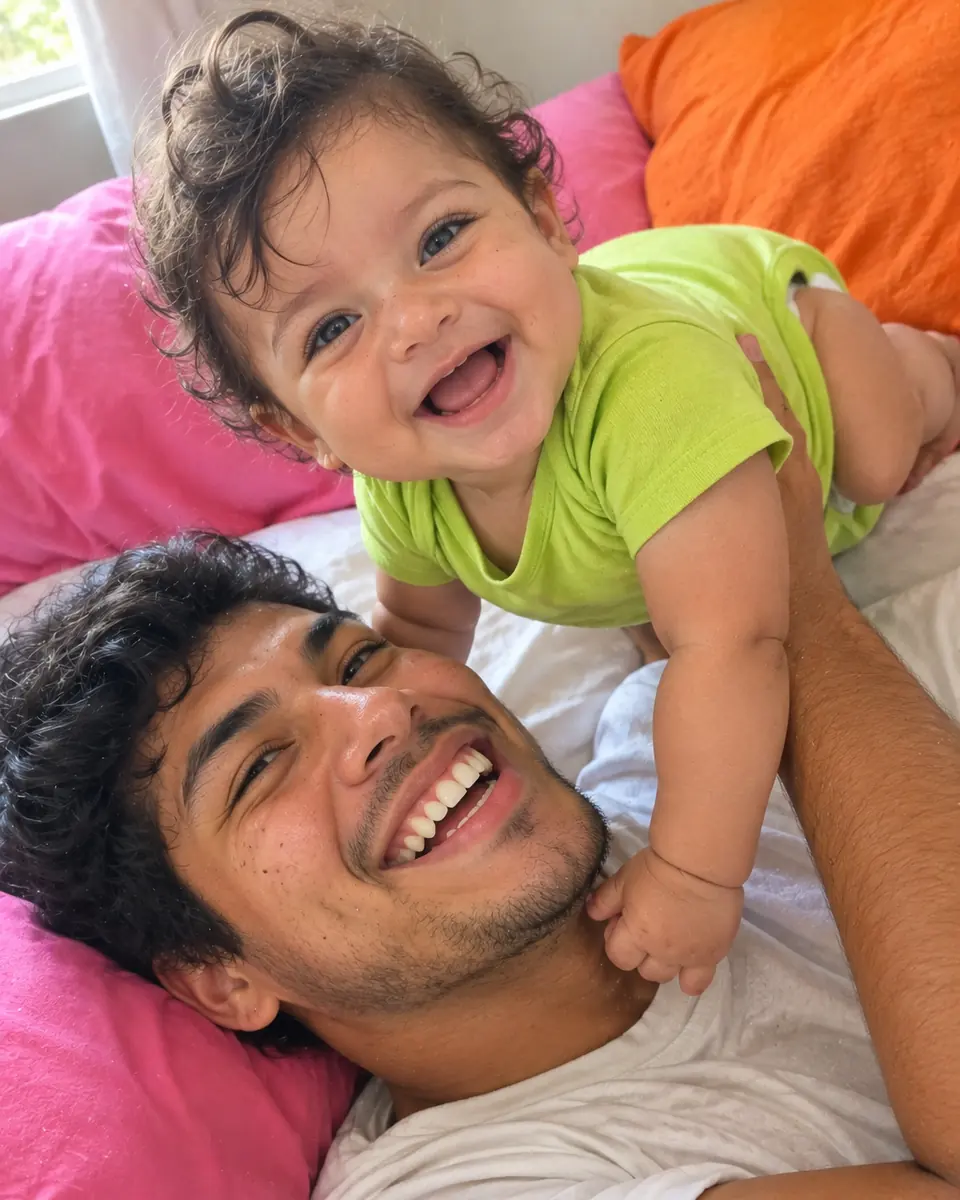 Un papá jugando con su bebé